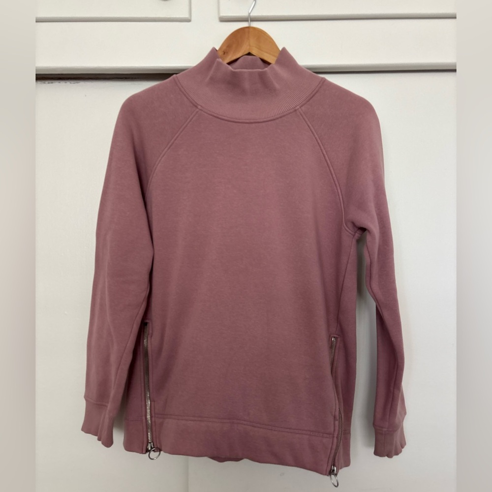 Athleta Cozy Karma Side Zip Funnel Neck Pullover Dogwood Mauve Size XS